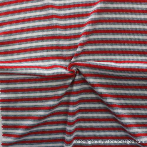 Customized Color Soft And Stretchy Stripe Pattern Yarn Dyed 2x2 Rib Fabrics For Sweater dress/Garment